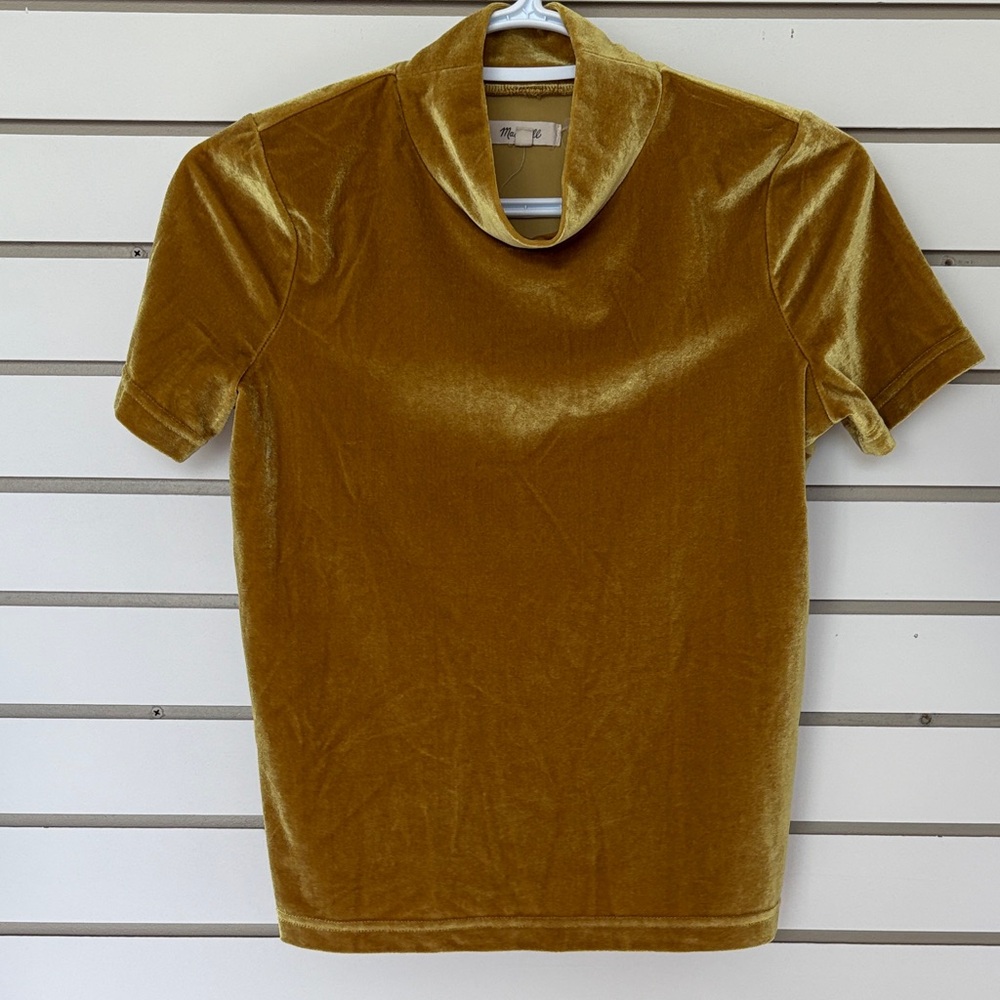 Madewell Golden Velvet Mock Neck Short Sleeve Size XXS